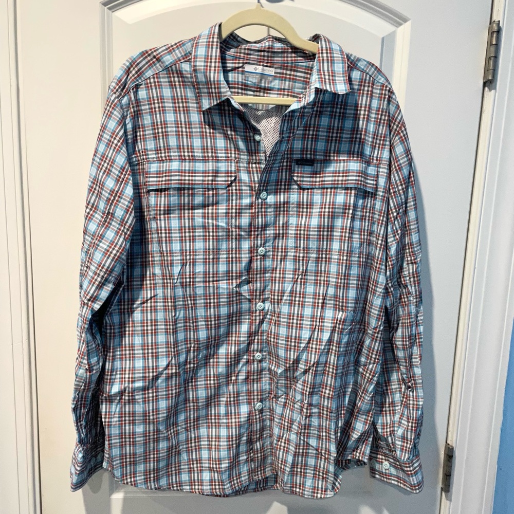 Columbia Mens ActiveWear Button-Up Shirt Breathable Mesh Back Size Large